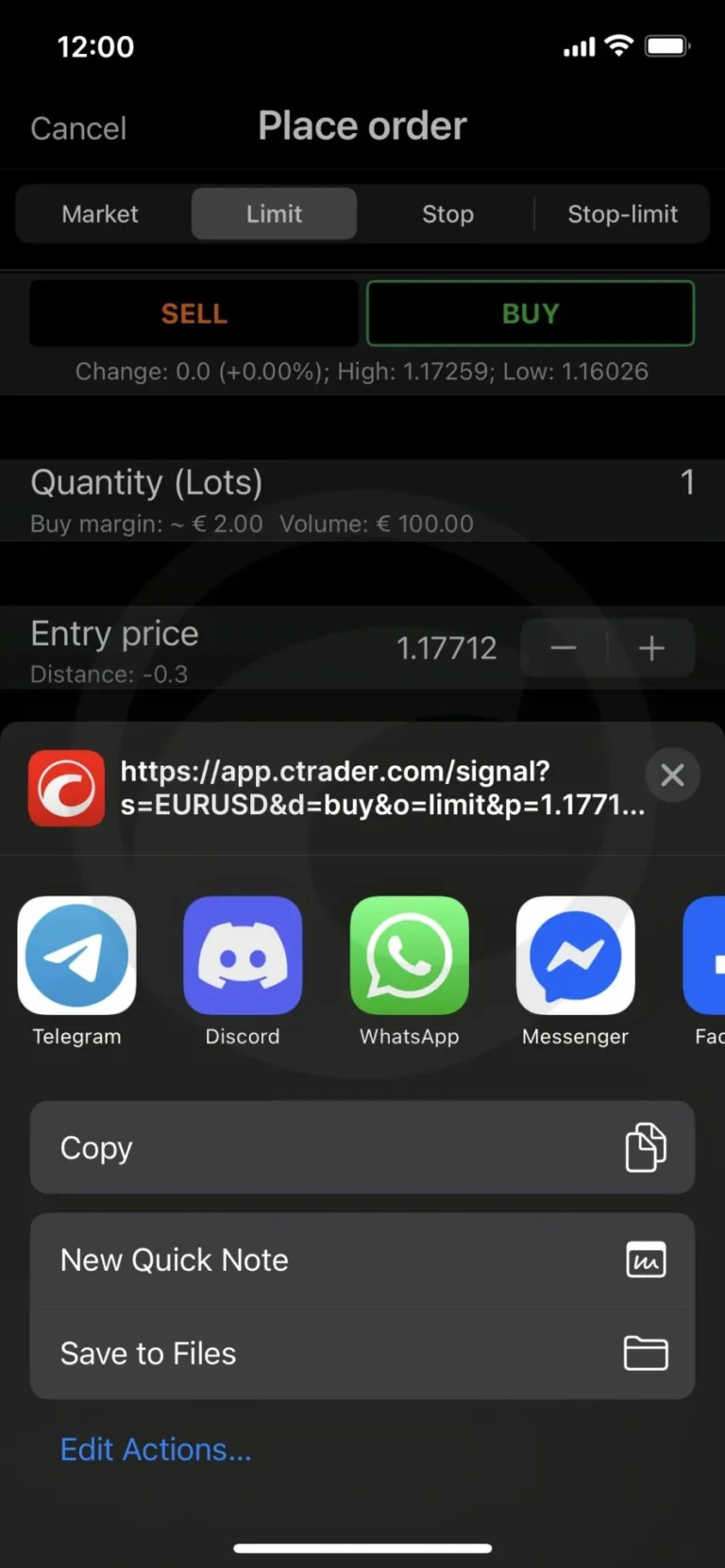 Anda ingin kongsi signal? Gunakan cTrader Mobile link dan kongsi dengan rakan anda!